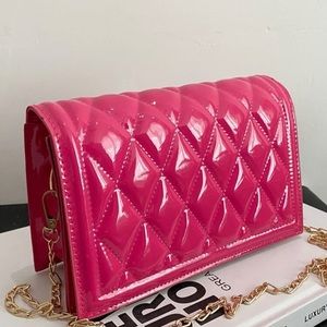 Mini Pink crossbody purse with chain